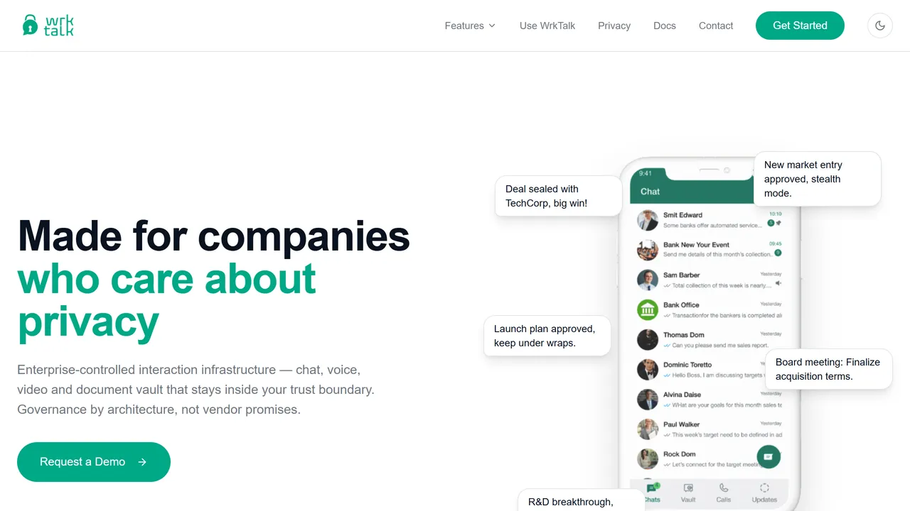WrkTalk — Privacy-First Enterprise Communication